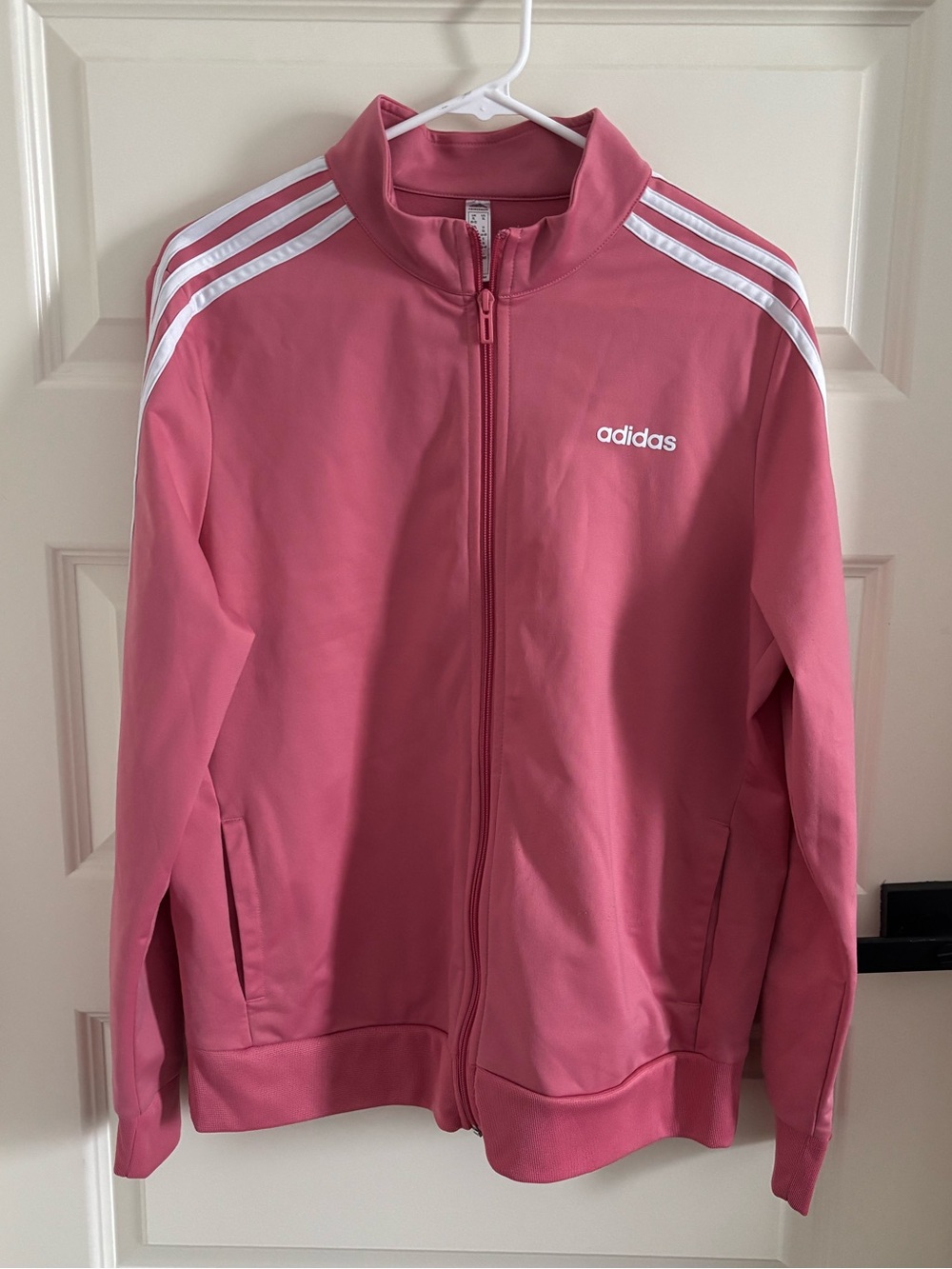 adidas Pink Full-Zip Athletic Jacket with White Logo